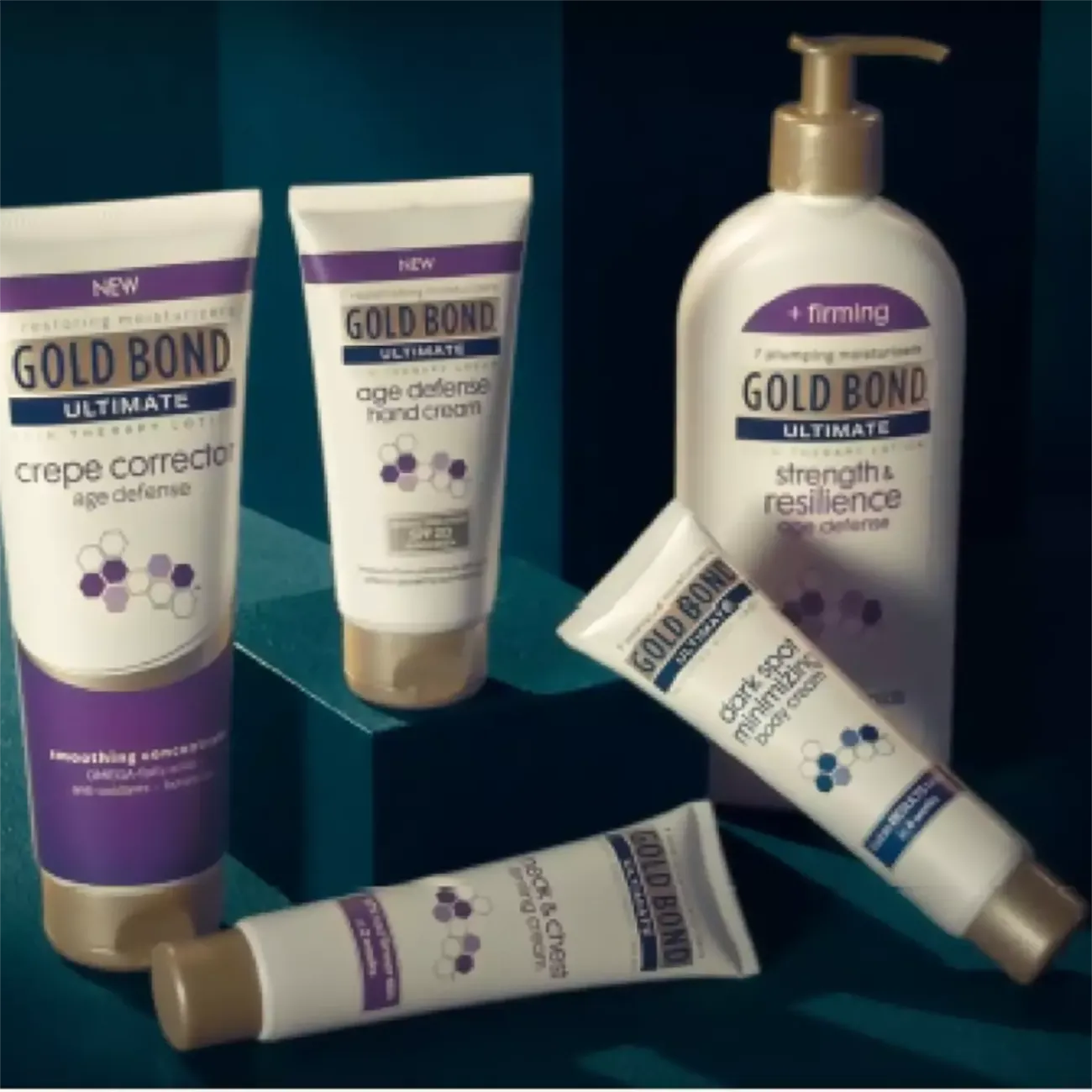 An assortment of Gold Bond Healing Lotions.