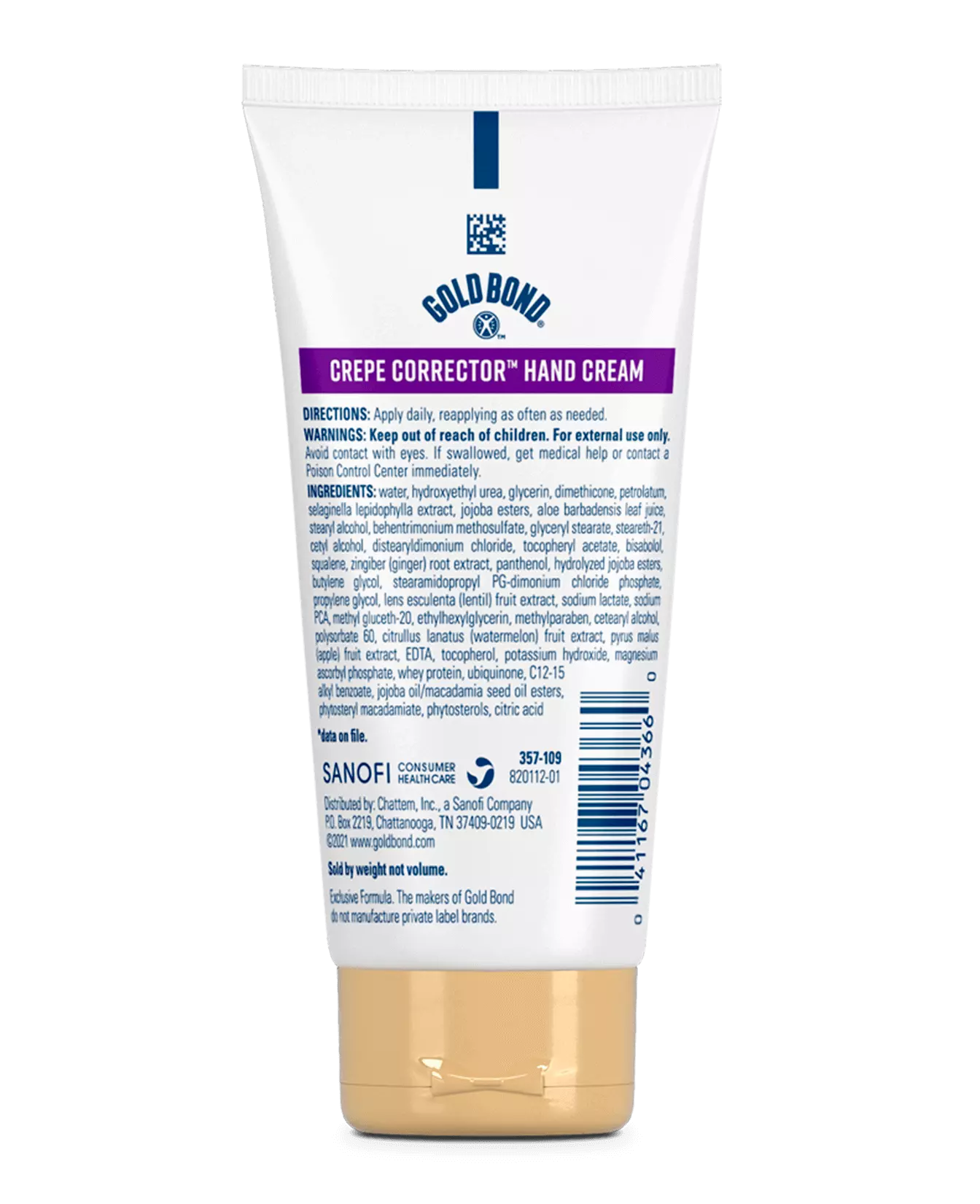 Front of Gold Bond AGE RENEW CREPE CORRECTOR™ HAND CREAM tube 3oz