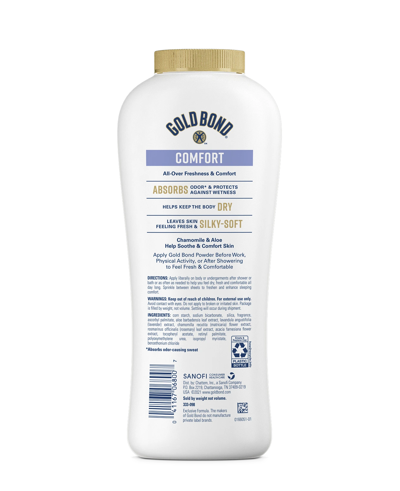 Back of Gold Bond Men's Essentials Body Powder - Refresh 360° scent bottle