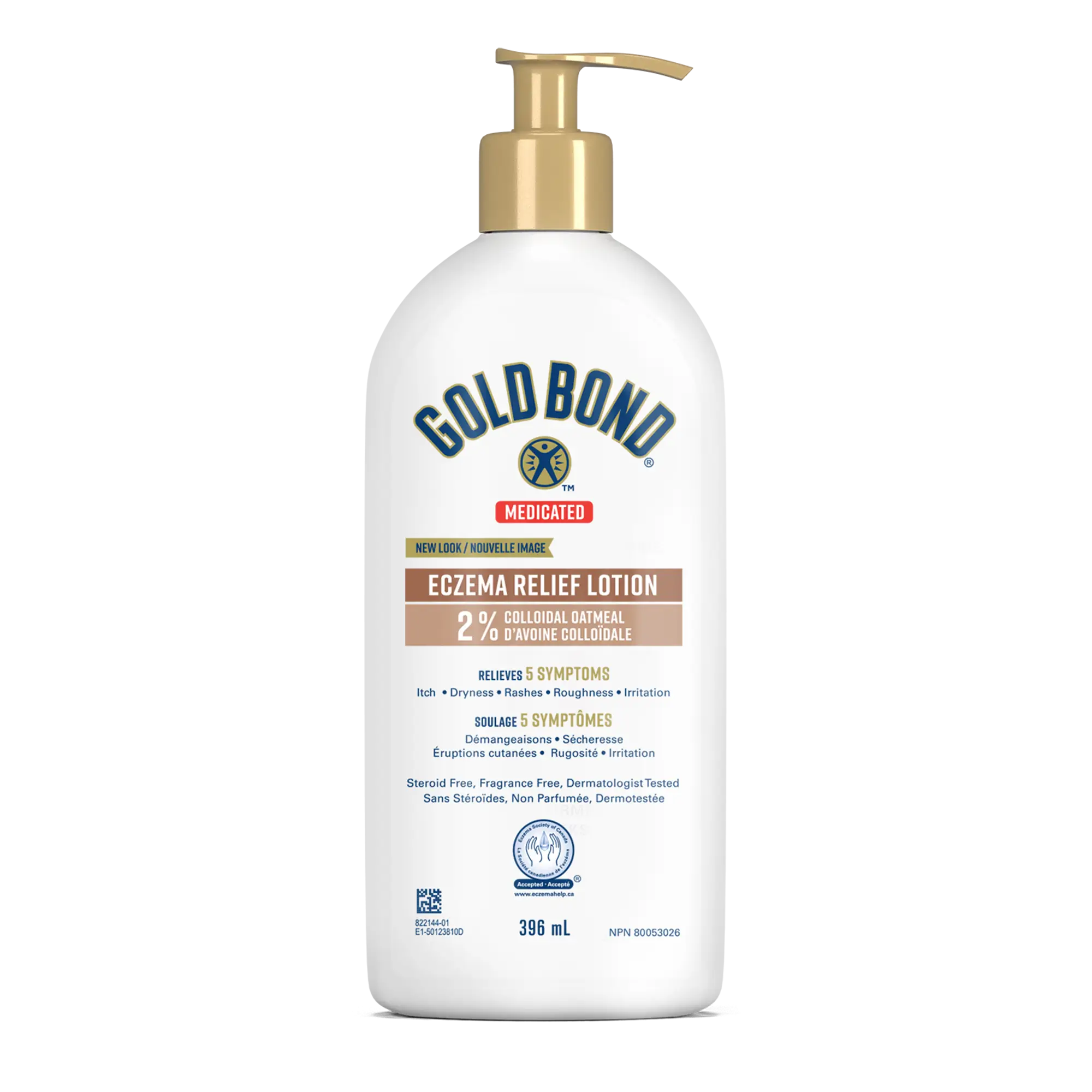 Front of the package: Gold Bond Eczema Relief Skin Protectant Lotion. 