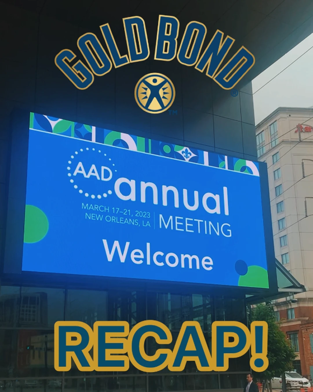 A video showing the participation of Gold Bond at the AAD Annual Meeting in New Orleans. The image shows dermatologists and consumers that stopped at Gold Bond's booth to learn about their newest lotions. 