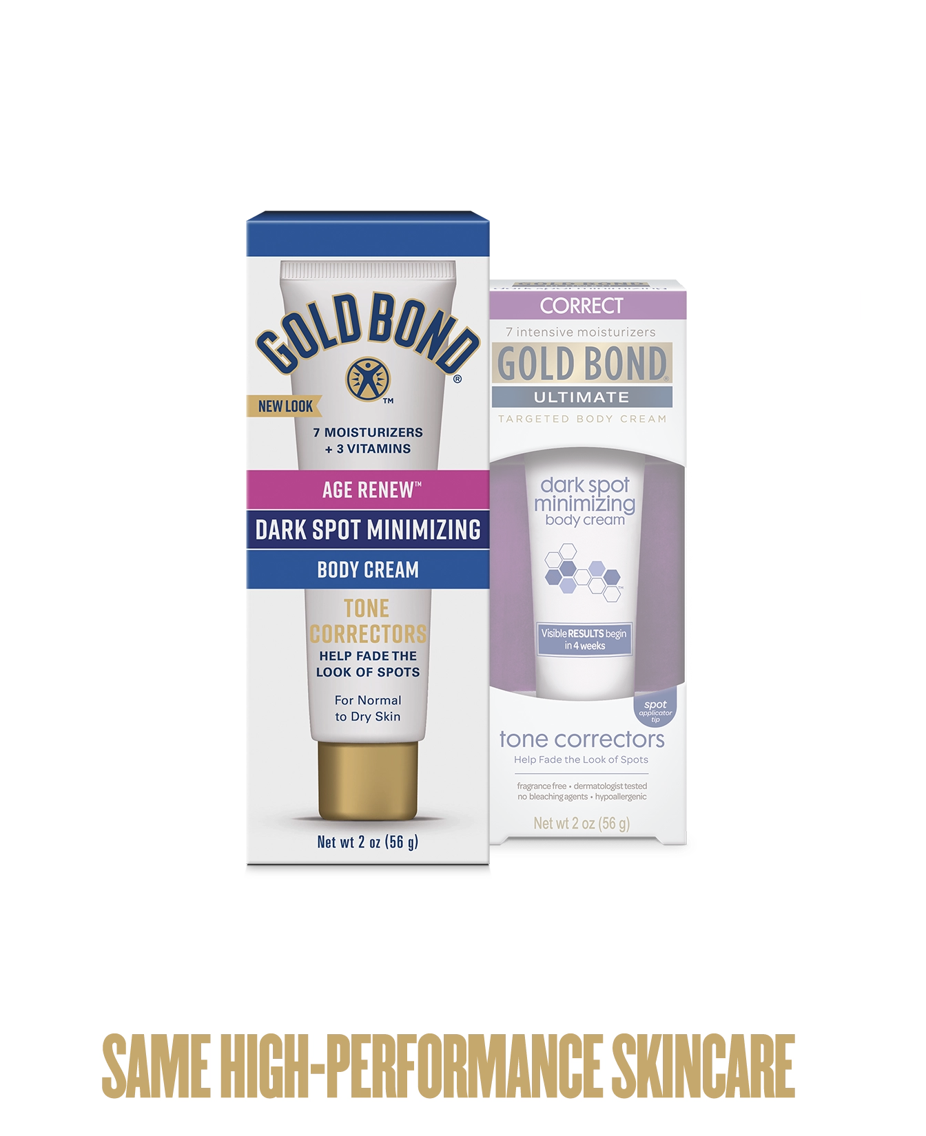 new vs old of Gold Bond Dark Spot Minimizing Age Renew Cream box 2oz