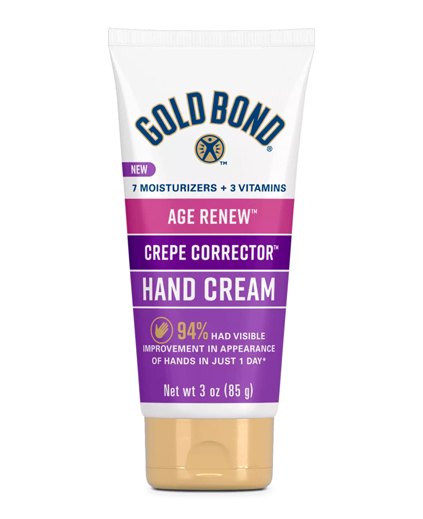 Front of Gold Bond AGE RENEW CREPE CORRECTOR™ HAND CREAM tube 3oz