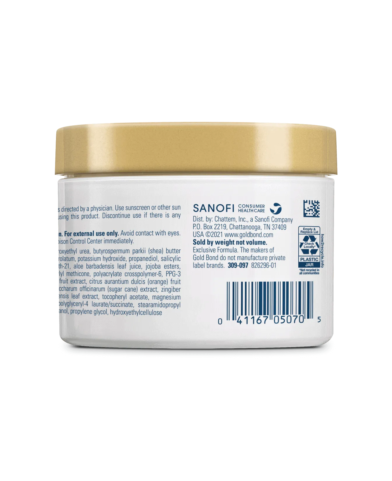 Back of Gold Bond Rough & Bumpy Skin Daily Therapy Cream Jar