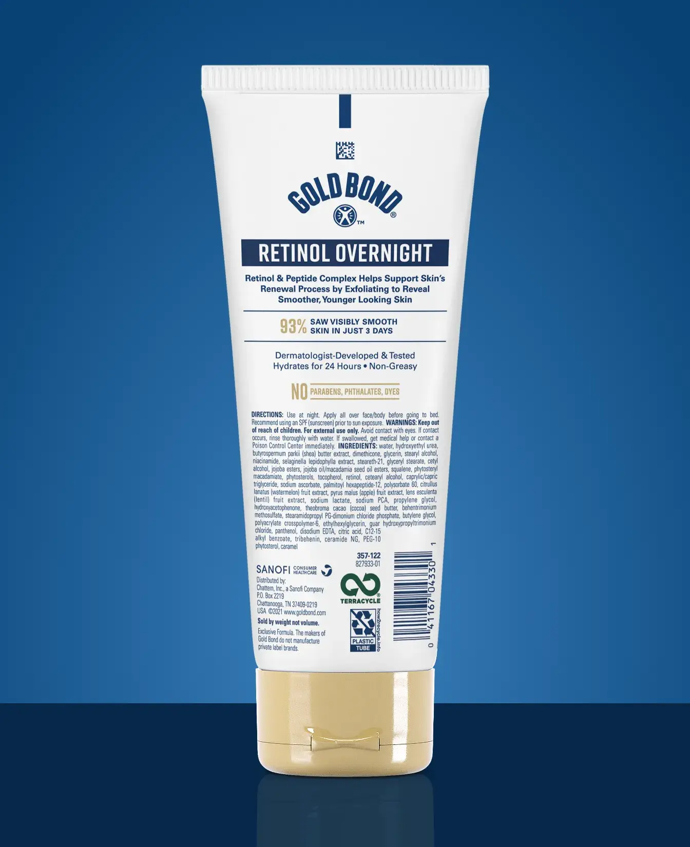 Gold Bond Retinol Overnight lotion back label