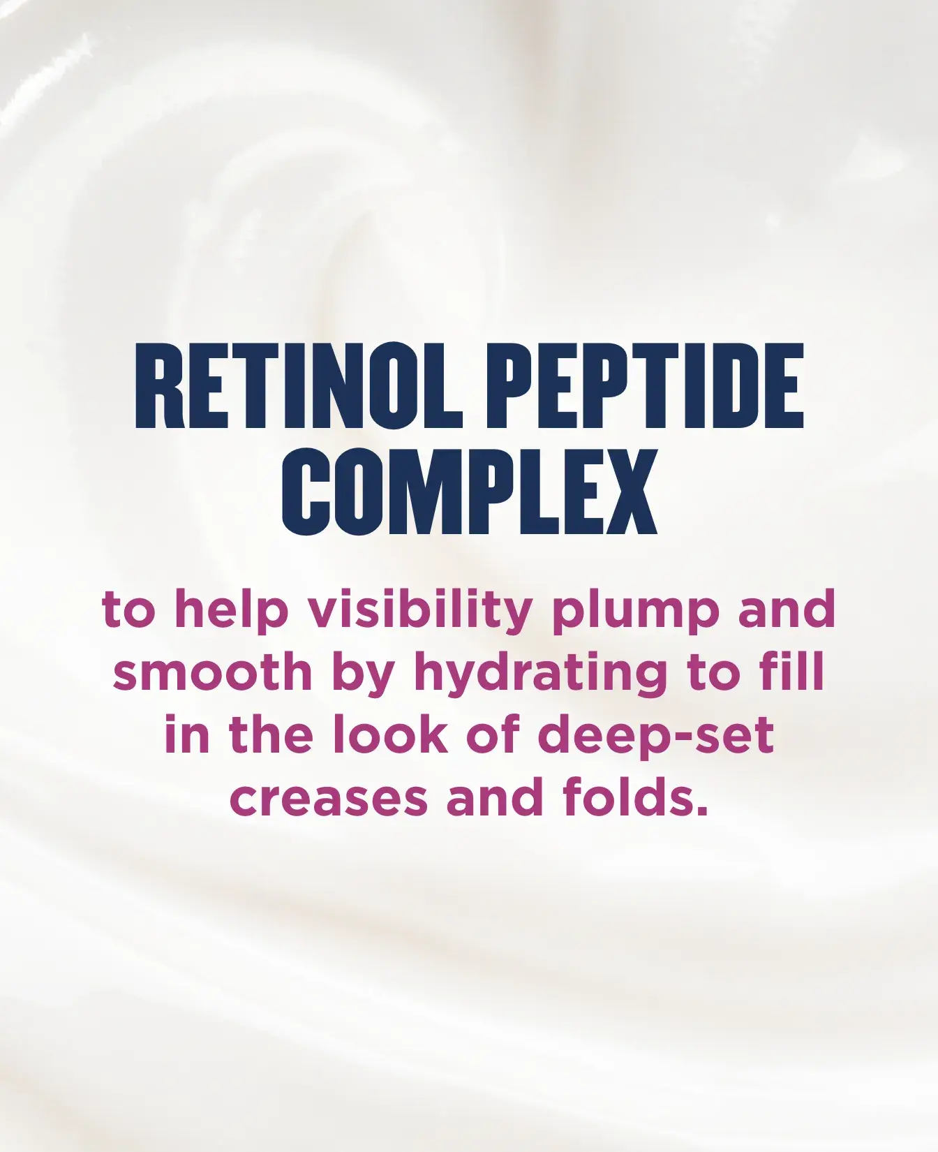 Retinol peptide complex hydrates to visibly plump skin and smooth creases