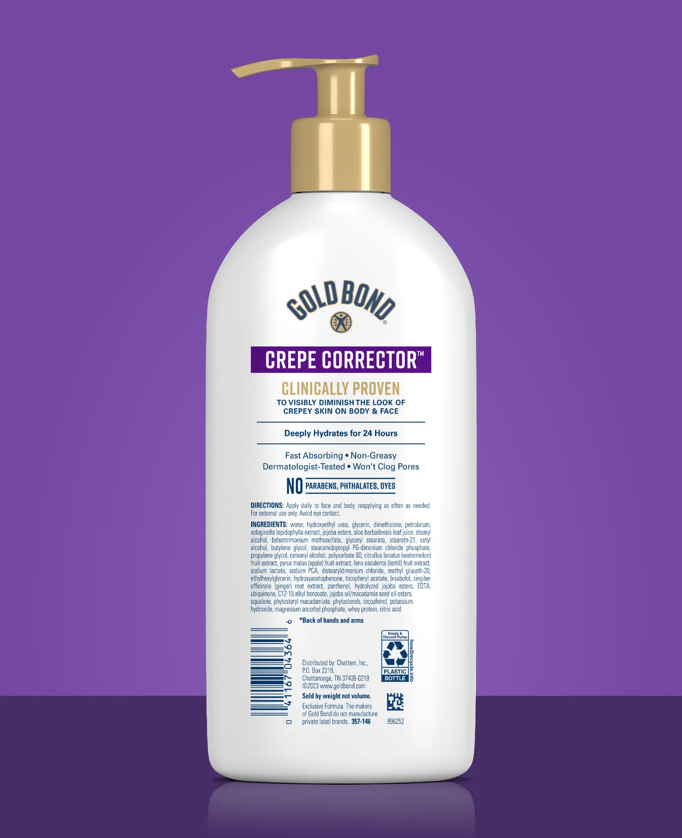 Back of Gold Bond Age Renew Crepe Corrector body Lotion tube