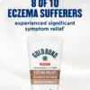 Packaging of Gold Bond® Eczema Relief Medicated Skin Protectant Cream/Lotion and benefit statements.