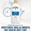 Packaging of Gold Bond® Healing Hydrating Cream/Lotion and benefit statements.