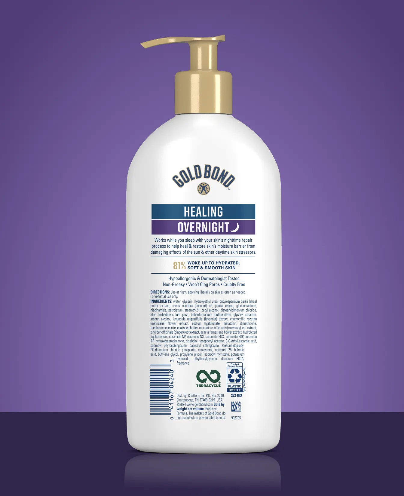 Back of Gold Bond Overnight Deep Moisturizing Lotion tube