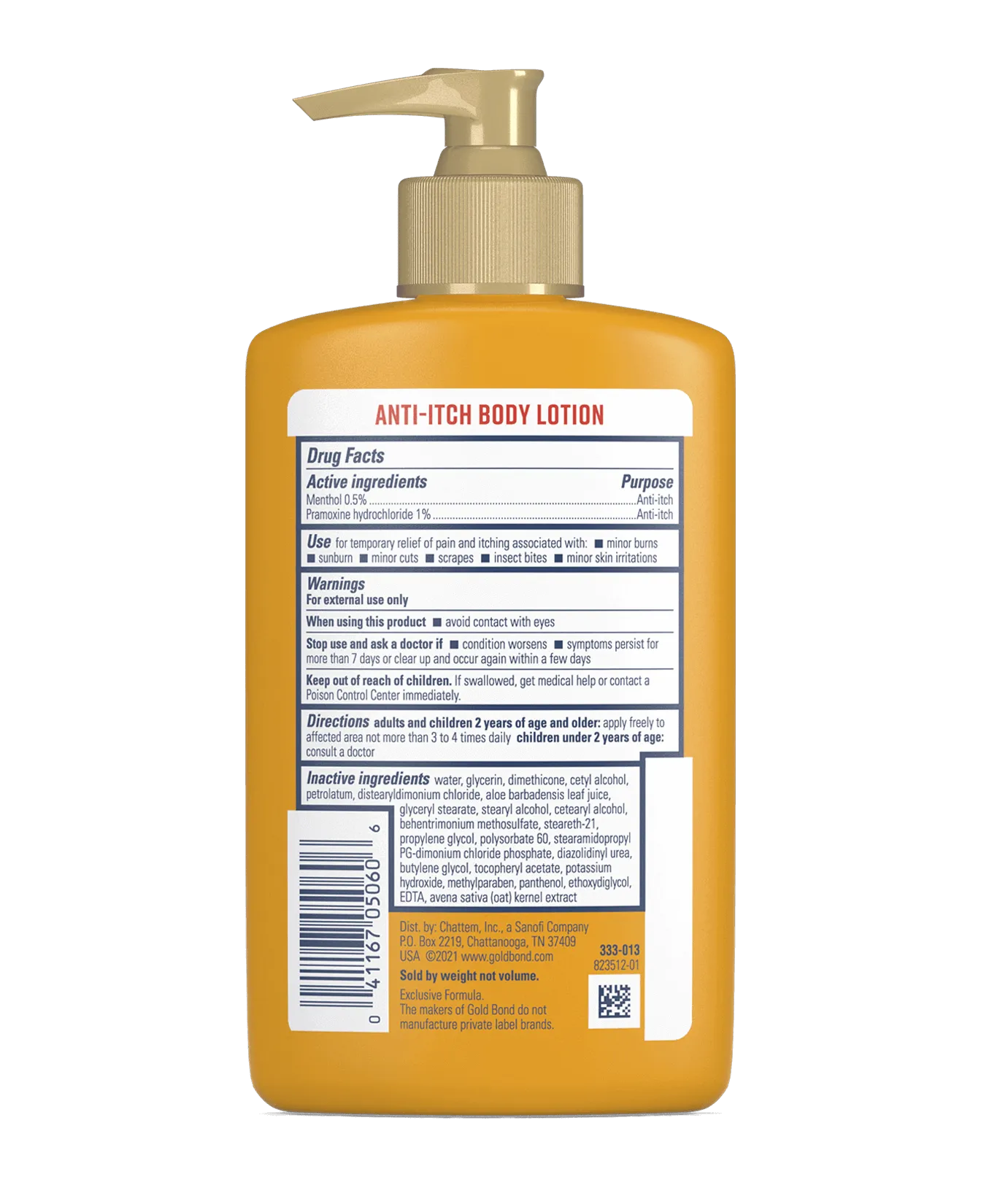 Back of Gold Bond Medicated Anti-Itch Lotion bottle